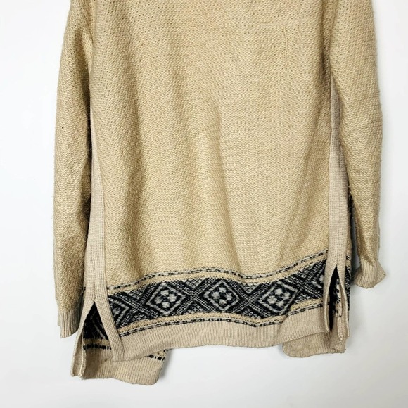 Gap Mixed Pattern Oatmeal Heather Wool Blend Open Front Cardigan Cream Size XS - Picture 4 of 6